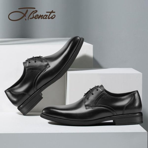 dress shoes j.benato man british men's business leather derby classic wedding, Black