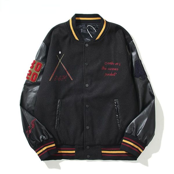 men's jackets fashion trend embroidery wool leather sleeve baseball spring and autumn street jacket loose casual, Black;brown
men's jackets fashion trend embroidery wool leather sleeve baseball spring and autumn street jacket loose casual, Black;brown