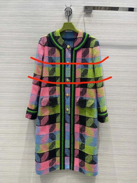women's wool & blends 2021 autumn winter rainbow plaid tweed long coat classic h-shape, excellent texture, Black
women's wool & blends 2021 autumn winter rainbow plaid tweed long coat classic h-shape, excellent texture, Black