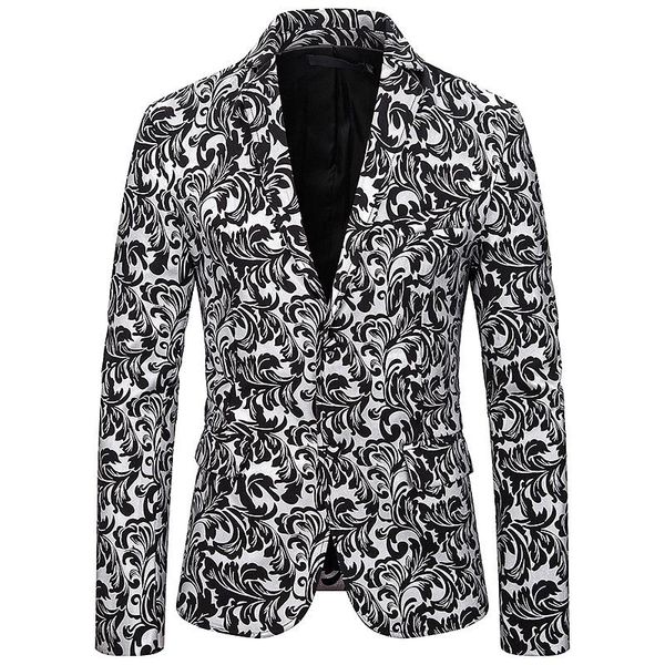 men's suits & blazers floral jacquard bronzing print men blazer 2021 brand slim fit business casual mens jacket stage clothes for singe, White;black
men's suits & blazers floral jacquard bronzing print men blazer 2021 brand slim fit business casual mens jacket stage clothes for singe, White;black