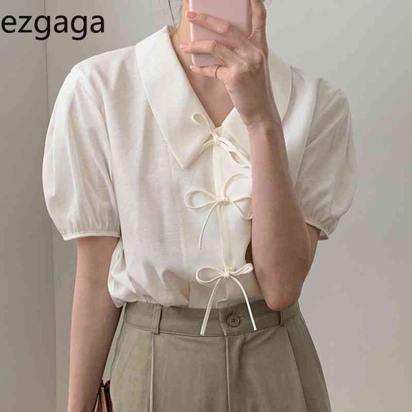 ezgaga korean chic simple lace up bow women blouse puff short sleeve loose solid ladies summer new elegant shirts fashion 210430, White
ezgaga korean chic simple lace up bow women blouse puff short sleeve loose solid ladies summer new elegant shirts fashion 210430, White