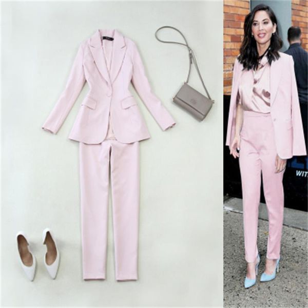 women's fashion autumn/spring pant suit british slim simple pink small feet pants leisure women two piece, White
women's fashion autumn/spring pant suit british slim simple pink small feet pants leisure women two piece, White
