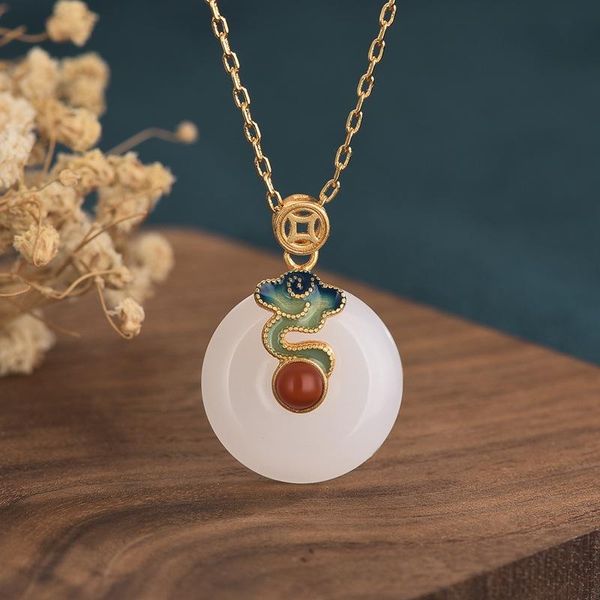 chains hetian jade ping 'an buckle pendant ancient gold burning blue xiangyun ornament chinese national style necklace female, Silver
chains hetian jade ping 'an buckle pendant ancient gold burning blue xiangyun ornament chinese national style necklace female, Silver