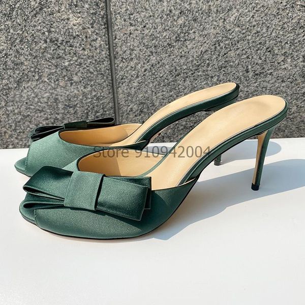 slippers plus size 35-42 women green floral silk bowtie casual high heel mules ladies deep toe outdoor female slides, Black
slippers plus size 35-42 women green floral silk bowtie casual high heel mules ladies deep toe outdoor female slides, Black