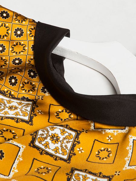 dress french print waistband with loose geometric silk, Black;gray
dress french print waistband with loose geometric silk, Black;gray