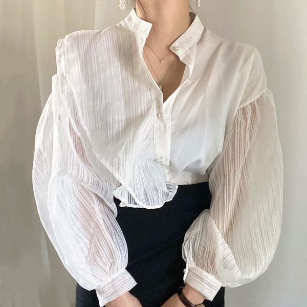 women's blouses & shirts women solid lantern sleeve lace blouse shirt office ladies stand collar patchwork pullover hollow out fem, White
women's blouses & shirts women solid lantern sleeve lace blouse shirt office ladies stand collar patchwork pullover hollow out fem, White