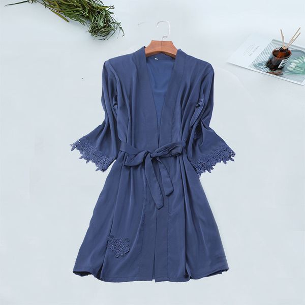 sleepwear sensual dresses of women's embroidered cetin skin shirt cardigan underwear quimono lace splice bandage ladies robes f677 75m, Black;red