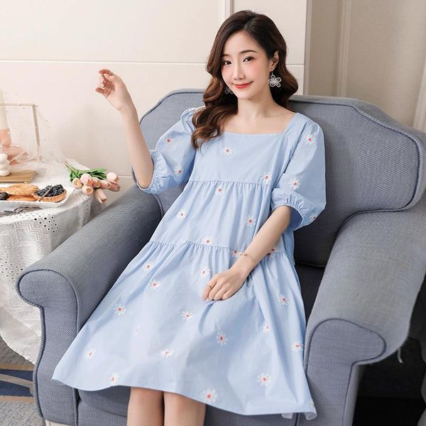 summer pregnant woman fashion embroidery dress short sleeve square collar floral maternity blue loose pregnancy dresses, White
summer pregnant woman fashion embroidery dress short sleeve square collar floral maternity blue loose pregnancy dresses, White
