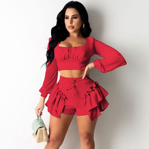 women's tracksuits 2 piece sets womens outfits elegant long sleeve ruched crop and ruffles shorts suits birthday party club matchin, Gray
women's tracksuits 2 piece sets womens outfits elegant long sleeve ruched crop and ruffles shorts suits birthday party club matchin, Gray