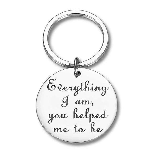 

10pieces/lot fathers day gifts for dad mom keychain everything i am you helped me to be thank you gifts for father mother teachers coaches, Silver