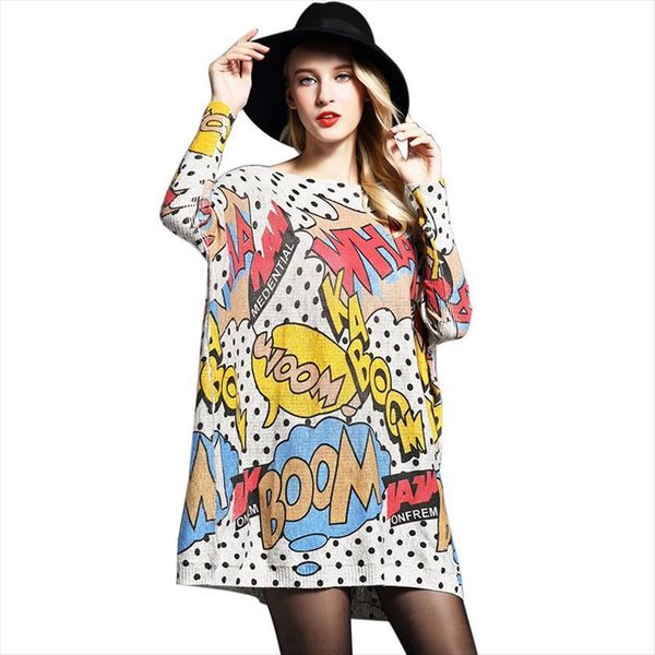 women autumn knitted dresses casual womens sweaters oversize boom point print pullovers winter pull femme batwing sleeve jumper, White;black
women autumn knitted dresses casual womens sweaters oversize boom point print pullovers winter pull femme batwing sleeve jumper, White;black