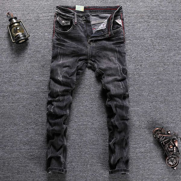 european vintage fashion men jeans retro black gray elastic slim fit ripped designer stretch casual cotton denim pants 3u8h, Blue
european vintage fashion men jeans retro black gray elastic slim fit ripped designer stretch casual cotton denim pants 3u8h, Blue