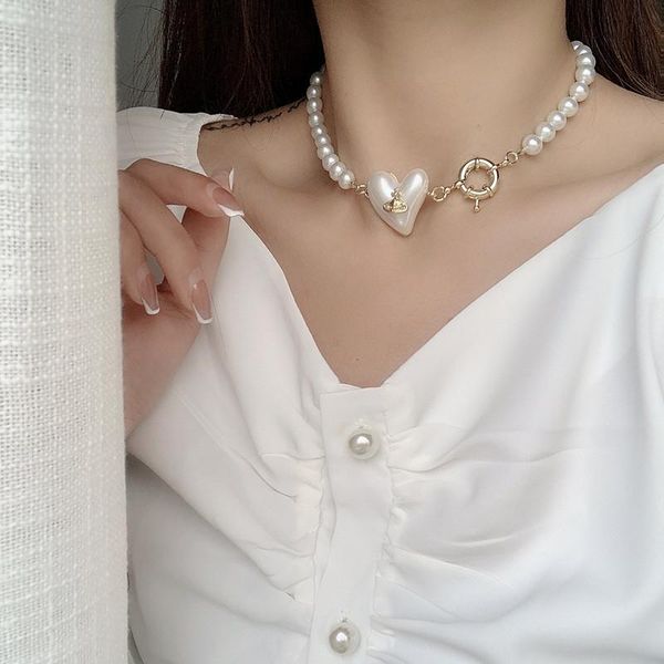 chains french style gold silver color heart pearl bead choker necklace for women girl metal planet short chain pendant 
chains french style gold silver color heart pearl bead choker necklace for women girl metal planet short chain pendant
