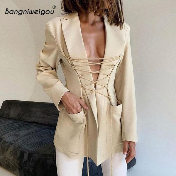 bangniweigou lapel collar lace up blazer women spring long sleeve beige black solid blazers jacket office wear to work outfit women's s, White;black
bangniweigou lapel collar lace up blazer women spring long sleeve beige black solid blazers jacket office wear to work outfit women's s, White;black