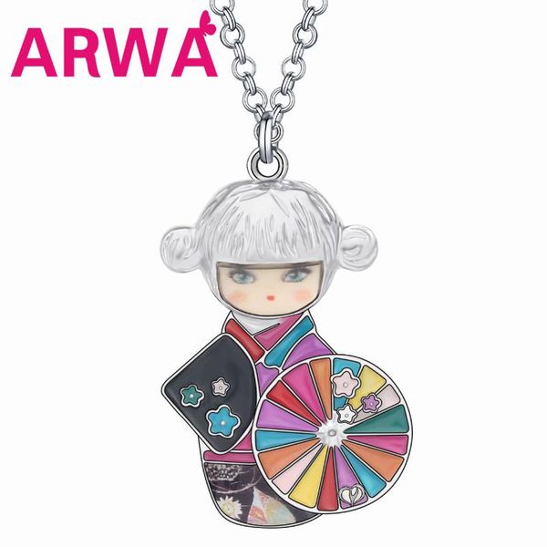 pendant necklaces arwa floral enamel alloy japanese doll necklace lovely girl jewelry for lady girls fashion sweet gift party accessories, Silver
pendant necklaces arwa floral enamel alloy japanese doll necklace lovely girl jewelry for lady girls fashion sweet gift party accessories, Silver