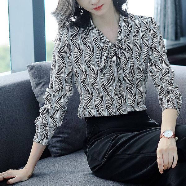 women's blouses & shirts bow light chiffon long sleeve spring autumn temperament loose ribbon puff simplicity printing versatile top, White
women's blouses & shirts bow light chiffon long sleeve spring autumn temperament loose ribbon puff simplicity printing versatile top, White