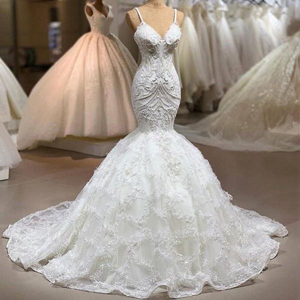 spaghetti lace mermaid wedding dresses 2022 applique modest sweep train trumpet bridal gowns custom made wedding vestidos, White
spaghetti lace mermaid wedding dresses 2022 applique modest sweep train trumpet bridal gowns custom made wedding vestidos, White