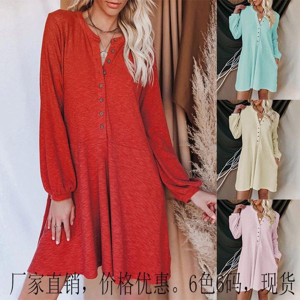 casual dresses 2021 autumn and winter dress solid color v-neck button stitching large swing long-sleeved, Black;gray
casual dresses 2021 autumn and winter dress solid color v-neck button stitching large swing long-sleeved, Black;gray