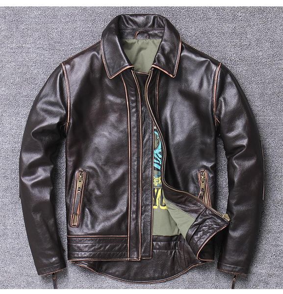 men's leather & faux 2021 genuine cool vintage cowhide coat men fashion biker style jacket plus size sales, Black
men's leather & faux 2021 genuine cool vintage cowhide coat men fashion biker style jacket plus size sales, Black
