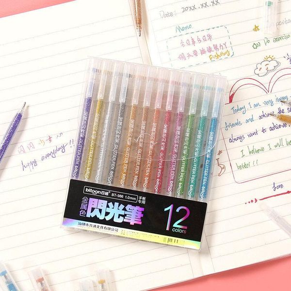 gel pens 12 colors/set glitter pen highlighter color marker drawing scrapbook journal diy school supplies stationery
gel pens 12 colors/set glitter pen highlighter color marker drawing scrapbook journal diy school supplies stationery