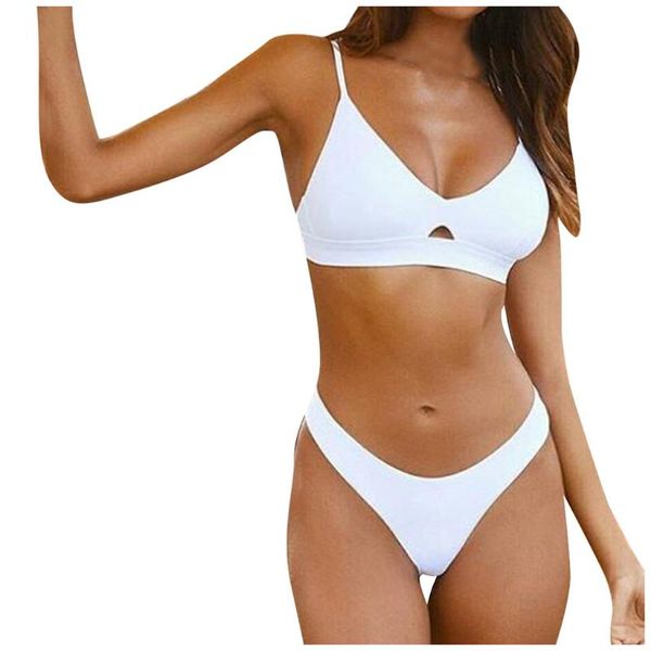 women's swimwear hollow out solid color swimsuit women high cut strap bikini set push up 2 piece brazilian 2021, White;black
women's swimwear hollow out solid color swimsuit women high cut strap bikini set push up 2 piece brazilian 2021, White;black