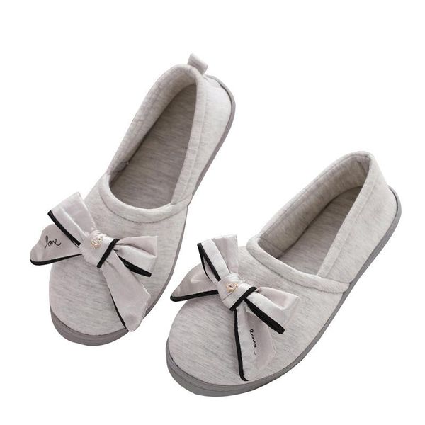 slippers women home indoor female flat slides shoes bedroom warm house ladies comfortable bow flats, Black