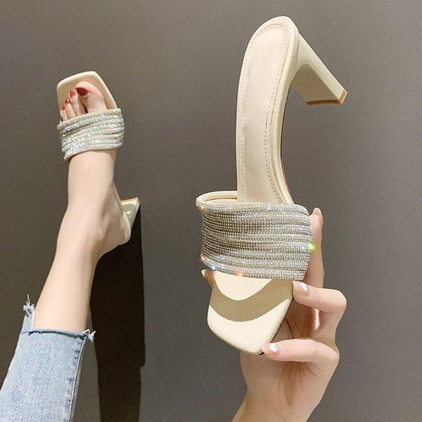 sandals women's shoes slippers outdoor summer 2021 fashion flashing diamond thick heel square toe temperament high, Black
sandals women's shoes slippers outdoor summer 2021 fashion flashing diamond thick heel square toe temperament high, Black