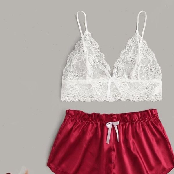 pyjamas sleep wear pajamas women sleepwear lace wireless bra lingerie satin shorts underwear plus size, Black;red
pyjamas sleep wear pajamas women sleepwear lace wireless bra lingerie satin shorts underwear plus size, Black;red