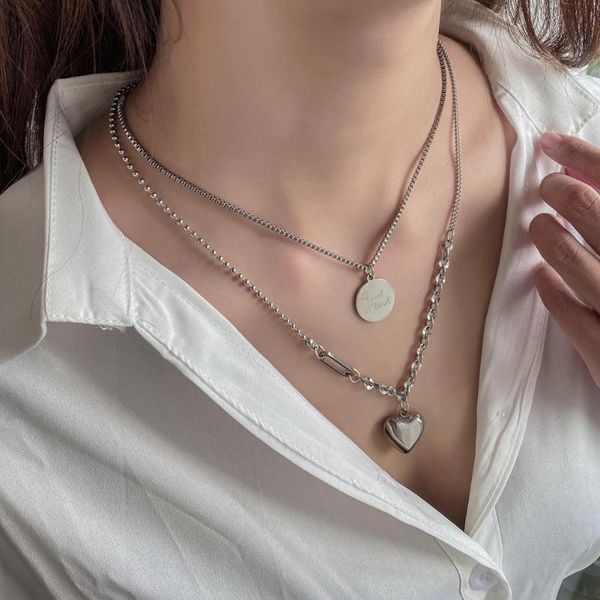 trendy stainless steel elegant love good luck pendant necklaces for women bohemian vintage multilayer jewelry, Silver
trendy stainless steel elegant love good luck pendant necklaces for women bohemian vintage multilayer jewelry, Silver