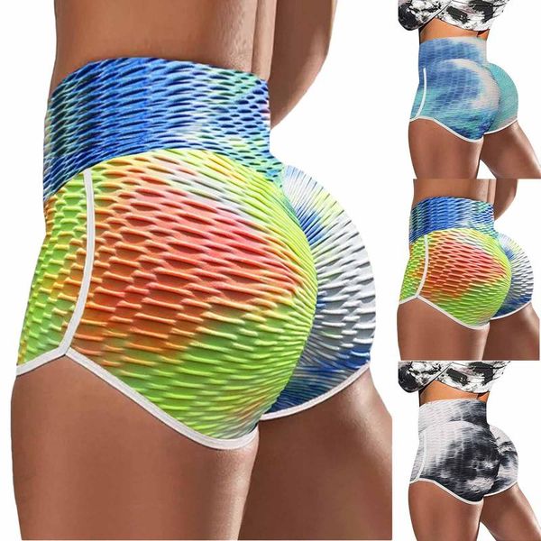 40# high waist sports shorts women's tie-dye print bubble hip lifting workout leggings running yoga athletic pants gym clothing, White;black
40# high waist sports shorts women's tie-dye print bubble hip lifting workout leggings running yoga athletic pants gym clothing, White;black