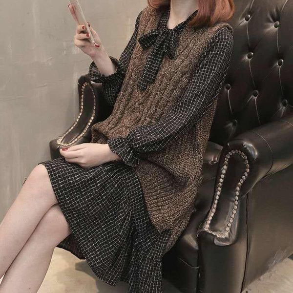 fashion large suit women's vest loose slimming two-piece sweater spring and autumn long knitted casual dresses, Black;gray
fashion large suit women's vest loose slimming two-piece sweater spring and autumn long knitted casual dresses, Black;gray