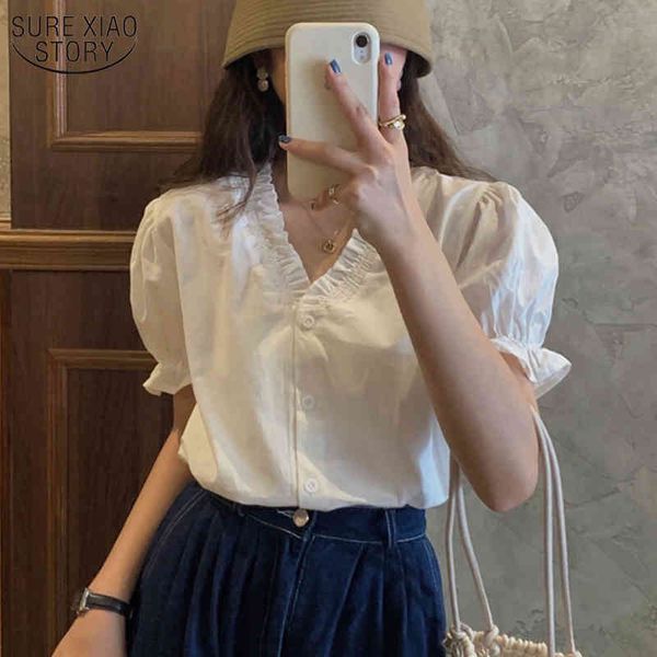 korean style summer retro sweet solid color woman's shirts v-neck short sleeve puff shirt cotton blusas mujer 10278 210508, White
korean style summer retro sweet solid color woman's shirts v-neck short sleeve puff shirt cotton blusas mujer 10278 210508, White