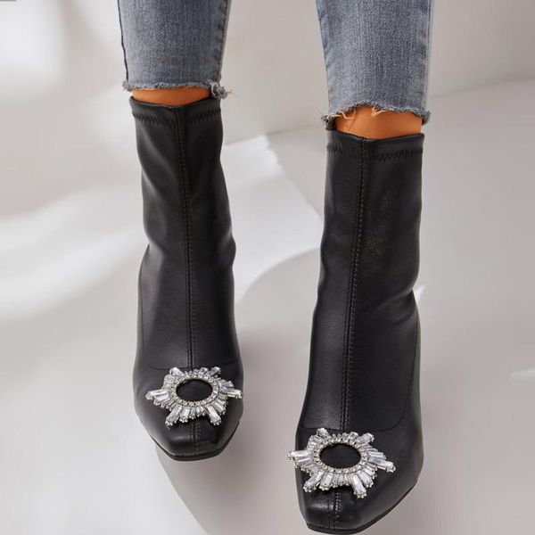 boots 2021 women ankle square toe mid heels rhinestone solid zip female pumps pu leather spring autumn fashion ladies footwear, Black
boots 2021 women ankle square toe mid heels rhinestone solid zip female pumps pu leather spring autumn fashion ladies footwear, Black