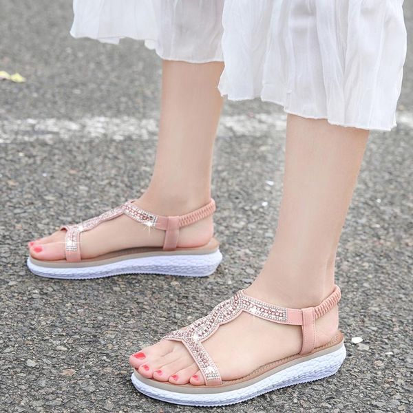 women's elastic band sandals 2021 fashion summer sandalia plus size 41 flat female flip flop bohemia style beach shoes, Black
women's elastic band sandals 2021 fashion summer sandalia plus size 41 flat female flip flop bohemia style beach shoes, Black