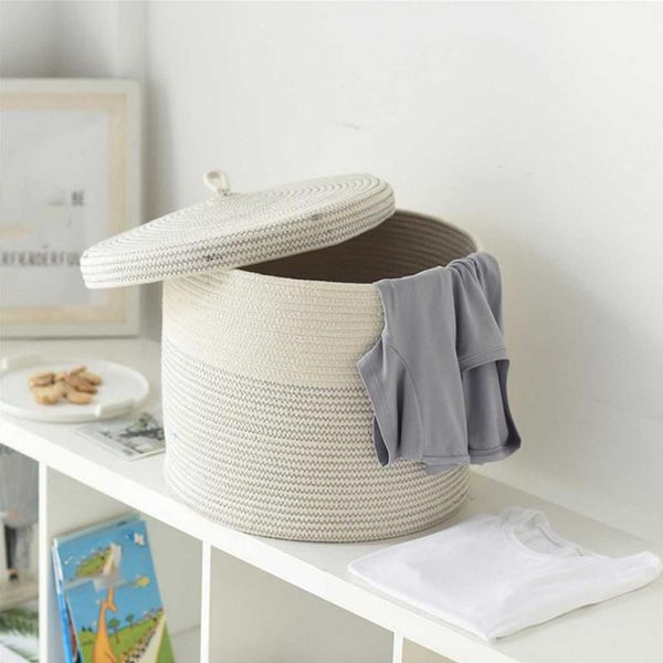 cotton rope woven laundry basket with lid kids plush toys storage organizer dirty clothes sundries barrel bags
cotton rope woven laundry basket with lid kids plush toys storage organizer dirty clothes sundries barrel bags