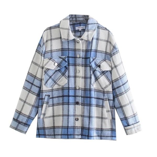 women's jackets dylqfs 2021 autumn women plaid elegant single breasted vintage lapel long sleeve loose jacket female streetwear casual, Black;brown
women's jackets dylqfs 2021 autumn women plaid elegant single breasted vintage lapel long sleeve loose jacket female streetwear casual, Black;brown