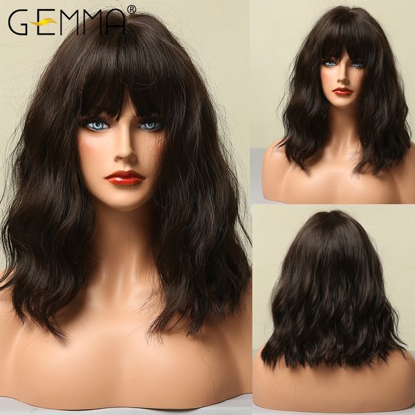 medium wavy dark brown bob synthetic wigs with bangs natural cosplay heat resistant hair for black women african american
medium wavy dark brown bob synthetic wigs with bangs natural cosplay heat resistant hair for black women african american