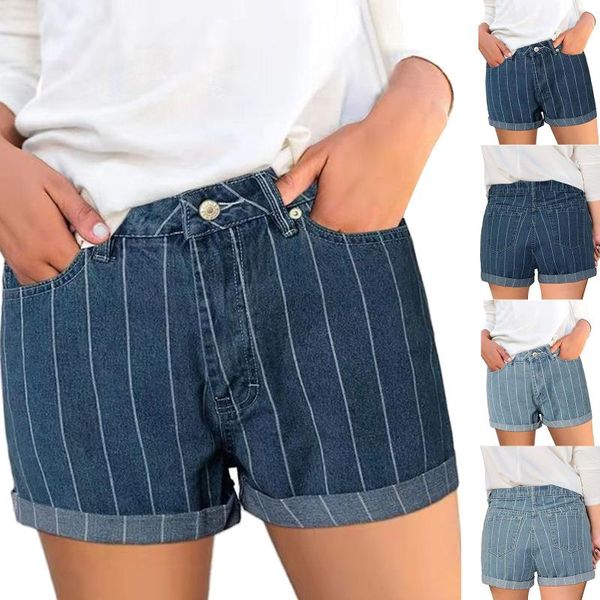 women's stripe denim shorts 2021 buttons high-waist women ladies elastic waist wide-leg short jeans plus size s-2xl, White;black
women's stripe denim shorts 2021 buttons high-waist women ladies elastic waist wide-leg short jeans plus size s-2xl, White;black
