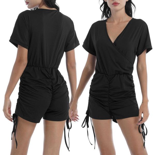 yoga outfit women summer jumpsuit v neck short sleeves elastic waist side drawstring pleated designed shorts bodysuit clubwear
yoga outfit women summer jumpsuit v neck short sleeves elastic waist side drawstring pleated designed shorts bodysuit clubwear