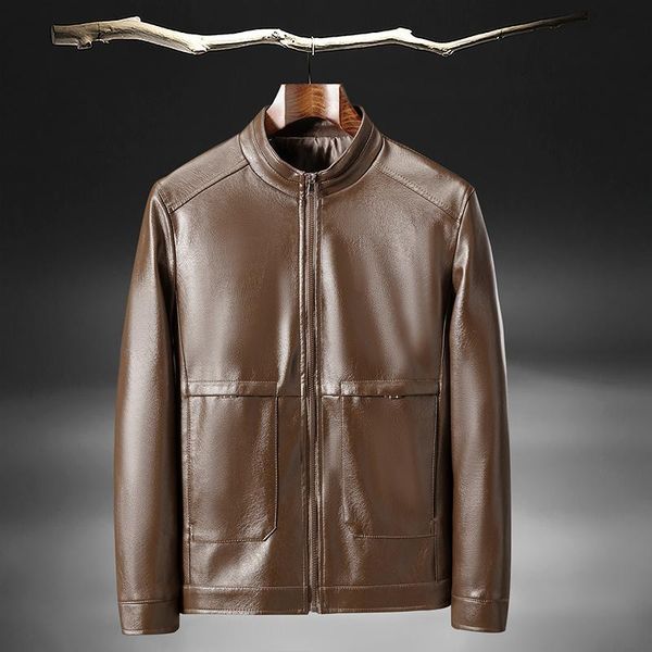 men's jackets browon mens jacket 2021 men pu leather spring autumn korean thin stand collar zipper casual for clothing, Black;brown
men's jackets browon mens jacket 2021 men pu leather spring autumn korean thin stand collar zipper casual for clothing, Black;brown