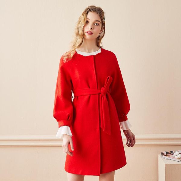 women's wool & blends 2021 winter fall womens high waisted sash red lantern sleeve woolen coat , woman clothes slim coats, Black
women's wool & blends 2021 winter fall womens high waisted sash red lantern sleeve woolen coat , woman clothes slim coats, Black