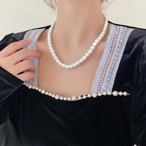 pendant necklaces the pearl necklace clavicle chain korean niche design short style fashion choker female summer weddings gift, Silver
pendant necklaces the pearl necklace clavicle chain korean niche design short style fashion choker female summer weddings gift, Silver
