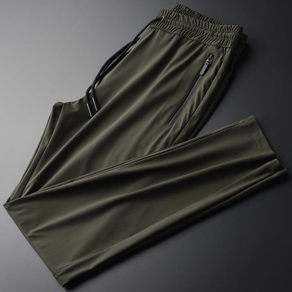men's pants summer silky cool high count fabric drawstring casual slim breathable elastic leg fashion, Black
men's pants summer silky cool high count fabric drawstring casual slim breathable elastic leg fashion, Black