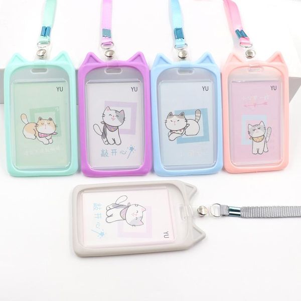 card holders 1pc cute cartoon cat holder bank identity bus id case with retractable reel lanyard credit cover kids gift, Brown;gray
card holders 1pc cute cartoon cat holder bank identity bus id case with retractable reel lanyard credit cover kids gift, Brown;gray