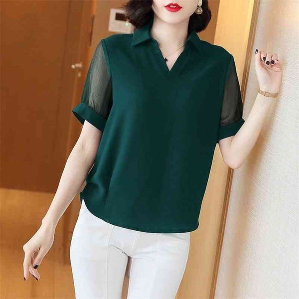 women spring summer style chiffon blouses shirt lady casual half sleeve turn-down collar solid women's casual loose df3558 210323, White
women spring summer style chiffon blouses shirt lady casual half sleeve turn-down collar solid women's casual loose df3558 210323, White