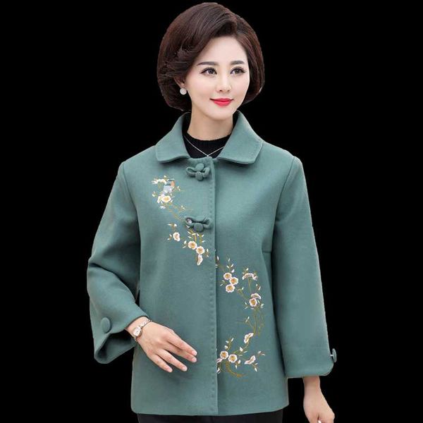 women's wool & blends mother autumn winter coat middle-aged clothing long plus size embroidered overcoat woolen loose fashion jacket a3, Black
women's wool & blends mother autumn winter coat middle-aged clothing long plus size embroidered overcoat woolen loose fashion jacket a3, Black