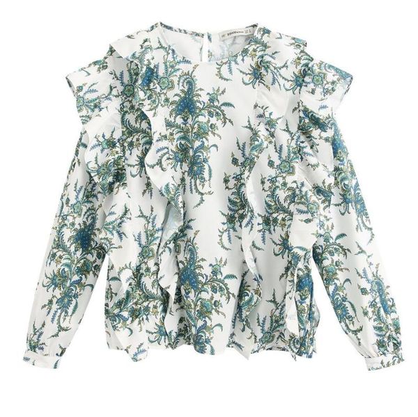 women's blouses & shirts women cascading ruffles printing casual smock blouse ladies chic kimono pleat femininas pullover, White
women's blouses & shirts women cascading ruffles printing casual smock blouse ladies chic kimono pleat femininas pullover, White