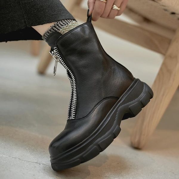 boots ins women ankle cowhide upper shoes autumn and winter ladies vintage front zipper short snow, Black
boots ins women ankle cowhide upper shoes autumn and winter ladies vintage front zipper short snow, Black