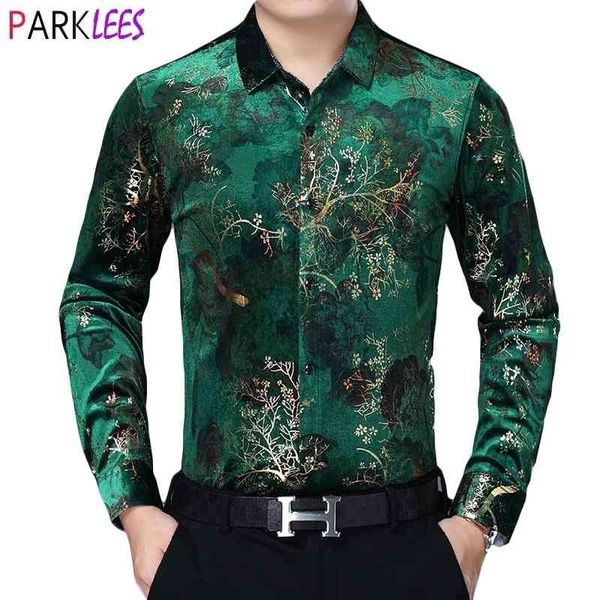 men's gold branches print velvet floal dress shirts brand slim fit long sleeve velour green shirt men casual chemise homme 210522, White;black
men's gold branches print velvet floal dress shirts brand slim fit long sleeve velour green shirt men casual chemise homme 210522, White;black