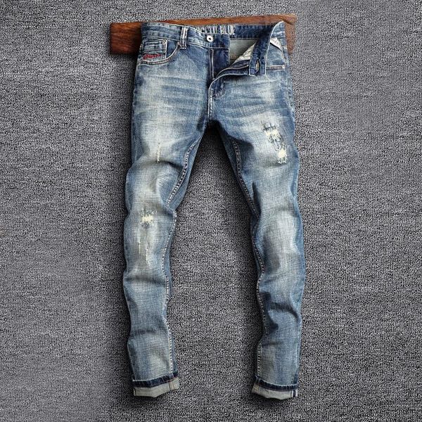 men's jeans italian style fashion men retro blue elastic slim fit hole ripped patchwork designer vintage casual denim pants
men's jeans italian style fashion men retro blue elastic slim fit hole ripped patchwork designer vintage casual denim pants